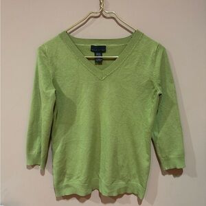 Olive/Sage Attention V-Neck 3/4 sleeve Sweater
